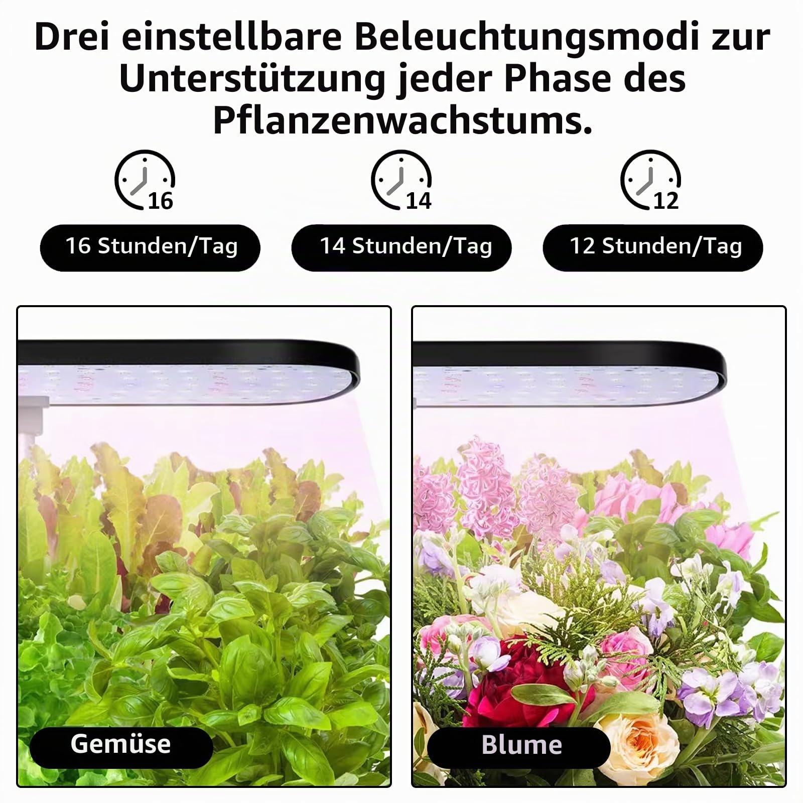 Hydroponisches Anzuchtsystem 52 Hülsen, 24W Vollspektrum-LED Wachstumslampe, 4L Wassertank mit Auto-Timer & Smart Bewässerungssystem, Pflanzenkeimungs Kit für Blumen, Gemüse & Sämlinge