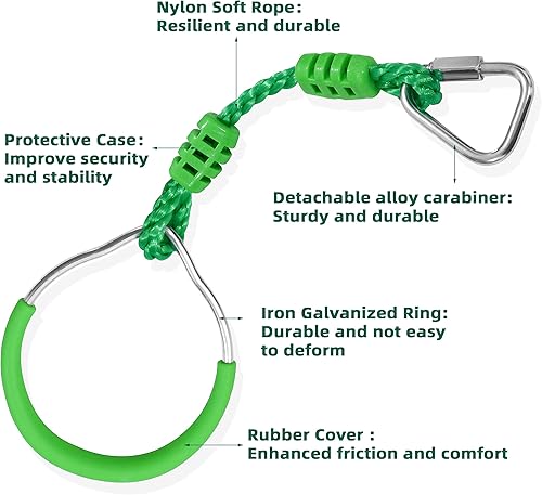 Miniatura 6 de Anillo ninja para fitness, anillo de gimnasia, barra de escalada, entrenamiento al aire libre, patio trasero, juegos de equipo de entrenamiento,