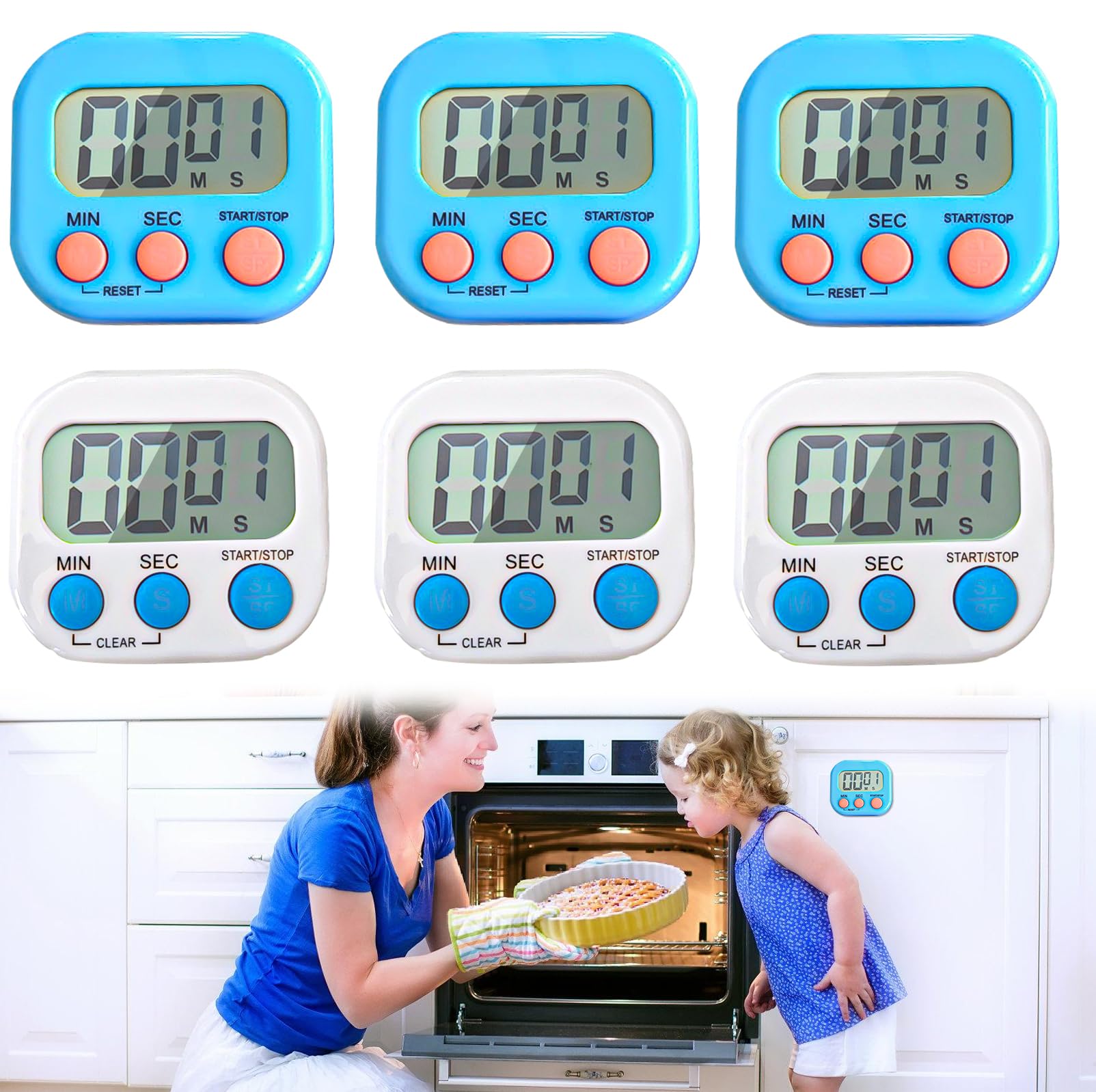 Elalove Digitaler Küchentimer Magnetisch - 99 Min 59 Sek Stoppuhr Mit Lautstärkeregler