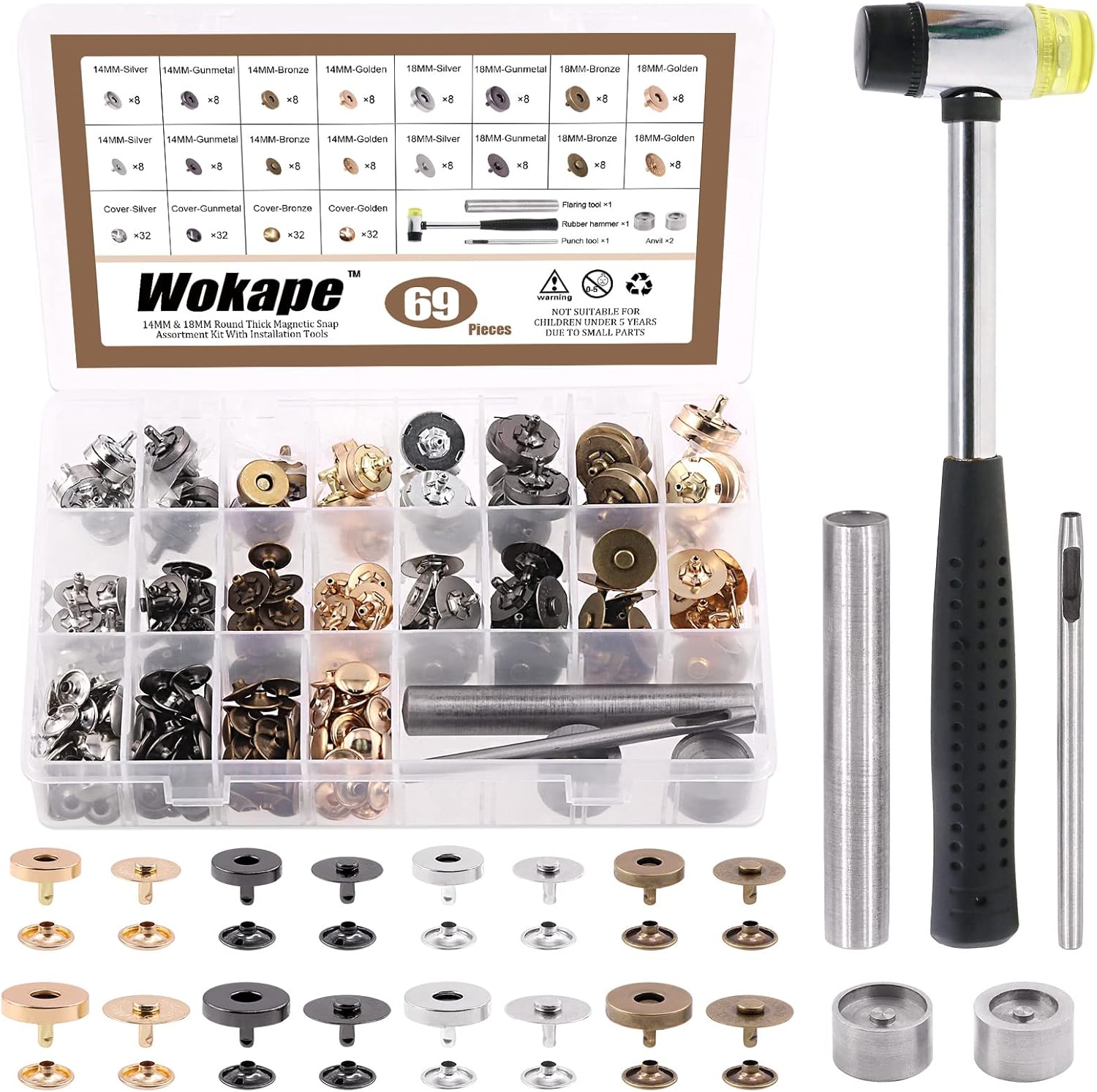 Wokape 70 Sets Button Sewing Clasps Snaps