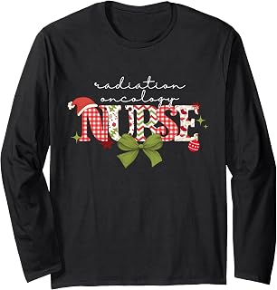 Radiation Oncology Nurse Christmas Coquette Cancer Therapy Long Sleeve T-Shirt