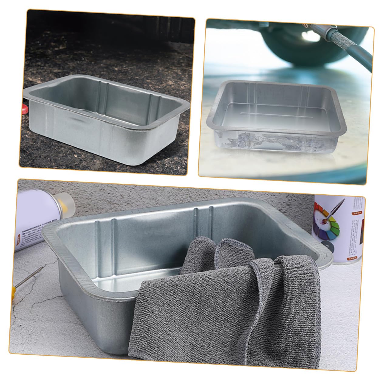Bandeja de Goteo de Aceite Metálica Engrosada 2 Tamaños (pequeña y Grande) para Mantenimiento Automotriz, Resistente, sin Fugas, Adecuado para Reparaciones y Cambios de Aceite