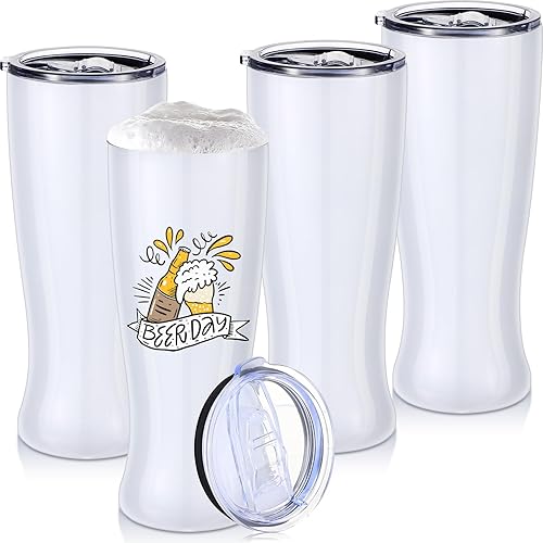 Miniatura 15 de Geetery 4 vasos de cerveza de acero inoxidable para hombres de 20 onzas, taza de cerveza de doble pared, taza aislada al vacío, regalos para café