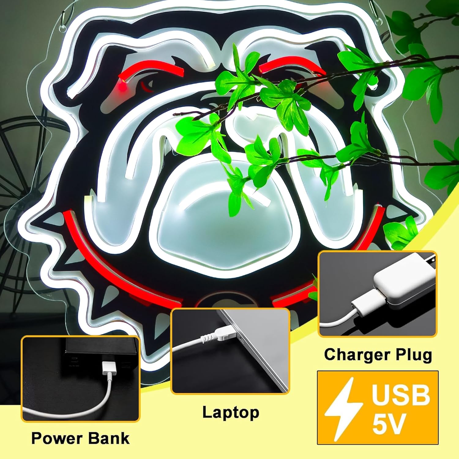 University Football Bulldogs Neon Sign，Neon Light LED Sign for Sports Fans Gifts，Neon Wall Art Sign Dimmable for Man Cave、Dormitory - Image 3