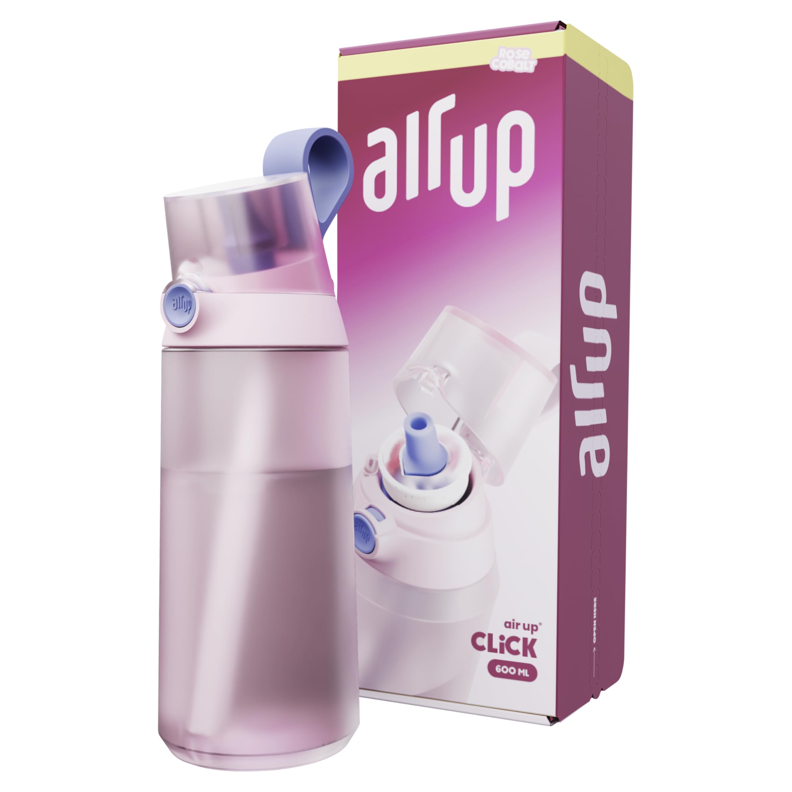 Bouteilles à clic rose air up et dosettes d'air pour boire plus d'eau