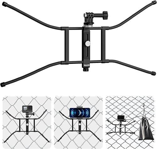 TELESIN Soporte de teléfono para valla de cámara Mevo Start Game Changer Chain Link Accesorios de grabación de video, soporte de clip de abrazadera