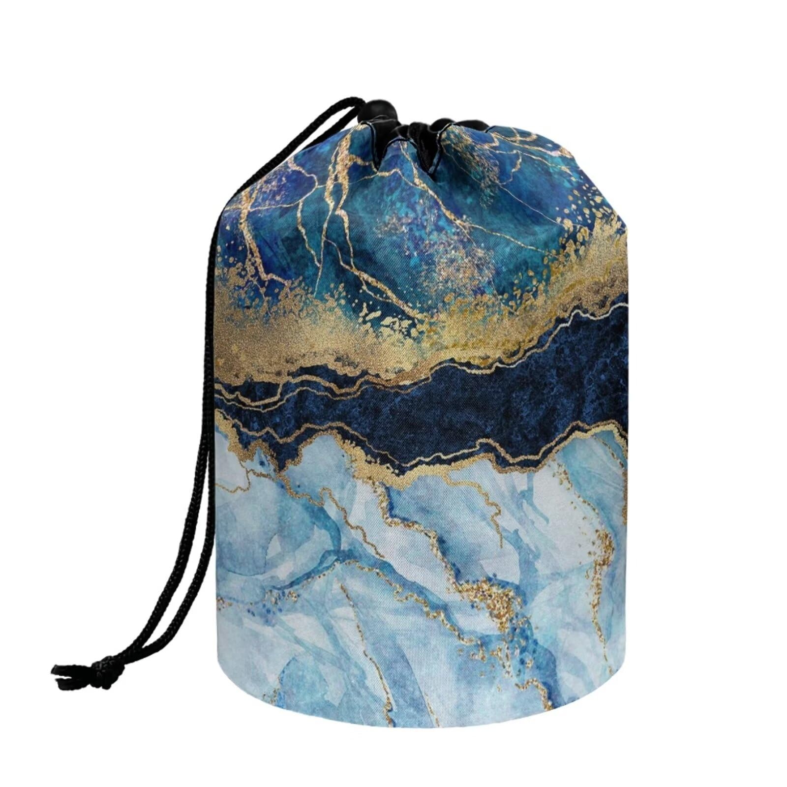 chaqlin Hippie Lotus Print Travel Cosmetic Bags Barrel Makeup Bag,Women Girls Portable Foldable Cases Multifunctional Toiletry Bucket Bags Round Organizer Storage Pocket — view 8