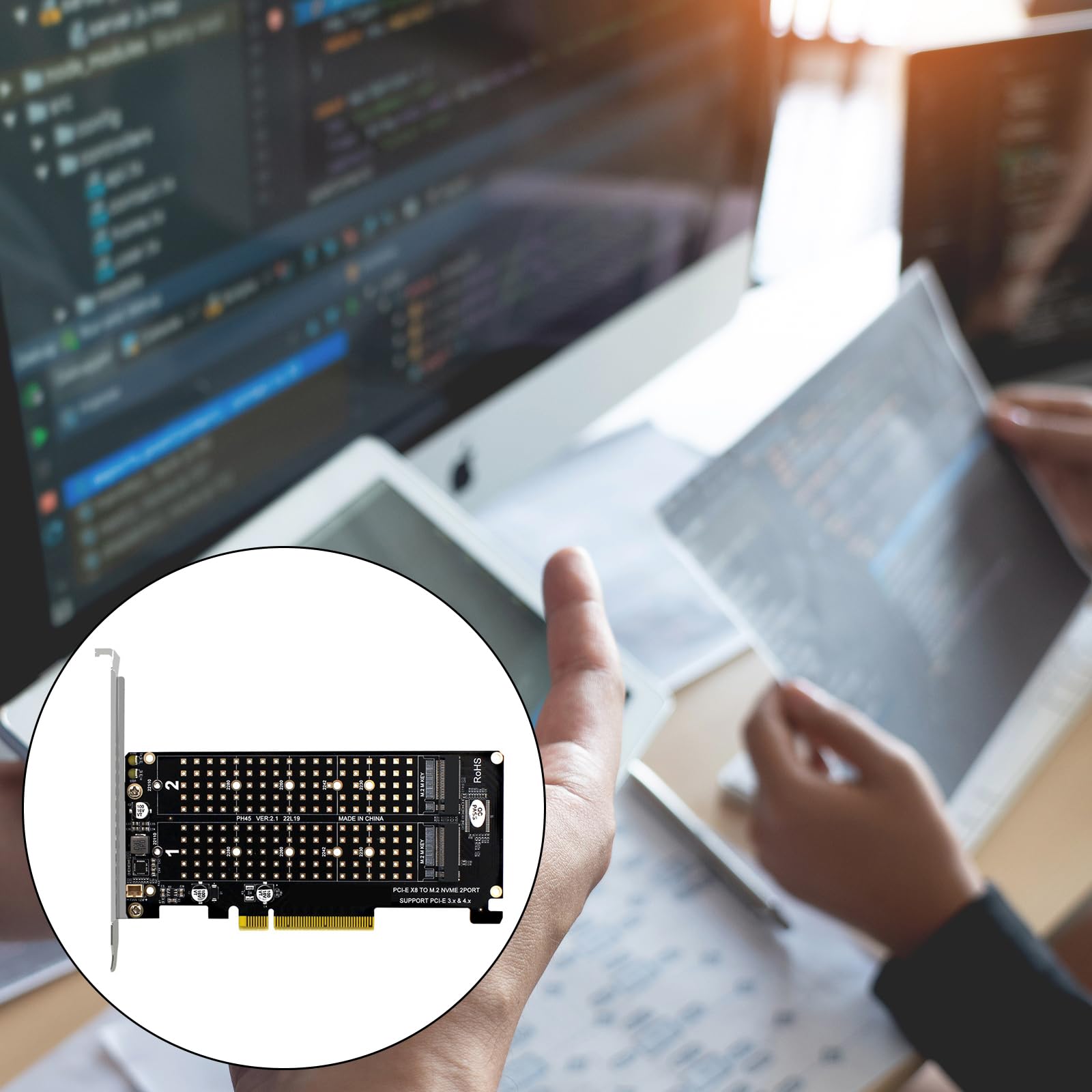 YUGSHNKFC 2 Slot to PCIE 8X Interfaces Card Raids Controller PCIE Split Card for Enhances Connectivitys