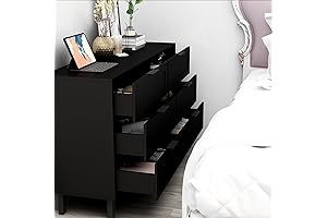 TaoHFE 6 Drawer Black Dresser Modern, Drawers for Nursery Wood Dresser, Horizontal...