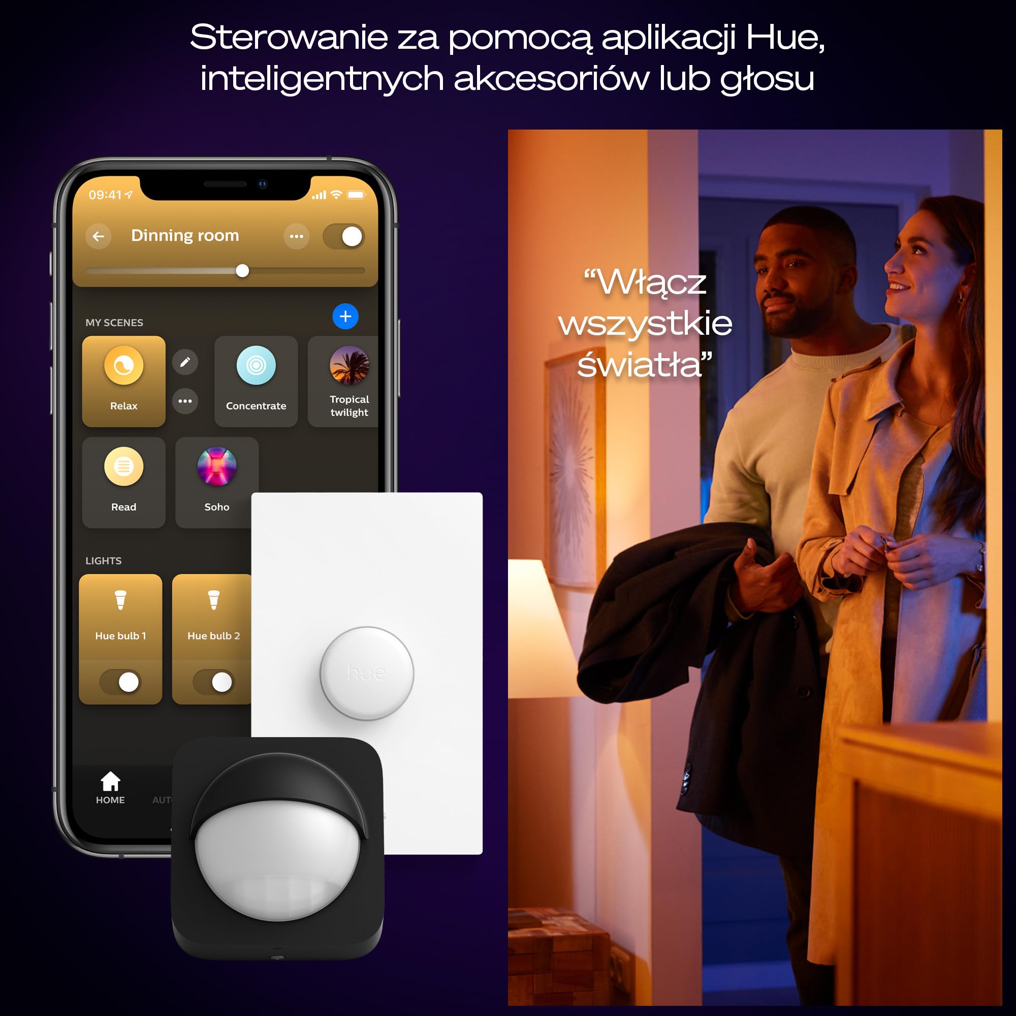 Philips Hue White Ambiance Aurelle Inteligentny Panel LED Inc. Ściemniacz Dimmer Switch [120x30cm - Czarny]