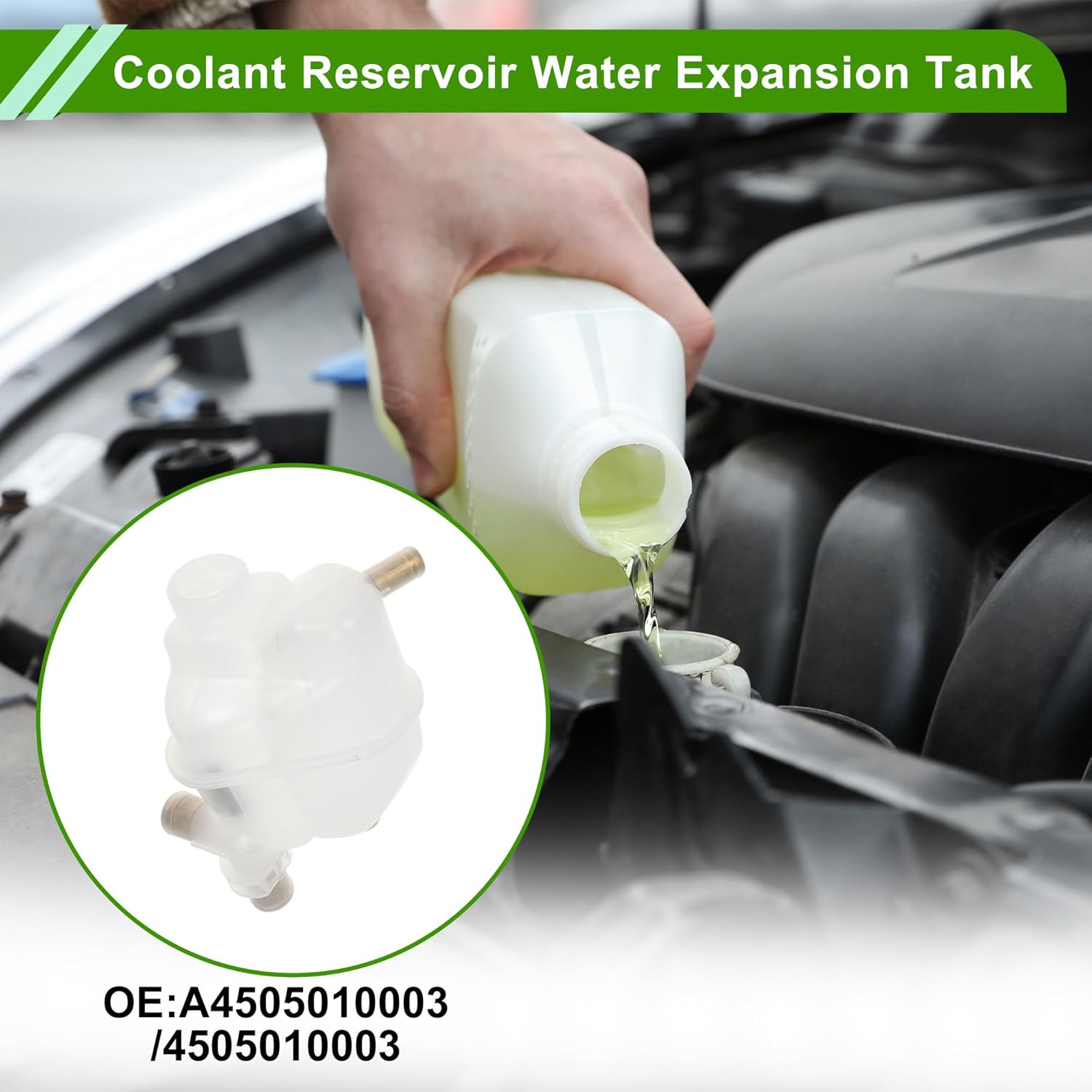 No.A4505010003/4505010003 Coolant Reservoir Water Expansion Tank for Smart Fortwo L3 1.0L 2008-2015 Heat Resist Coolant Radiator Reservoir Bottle
