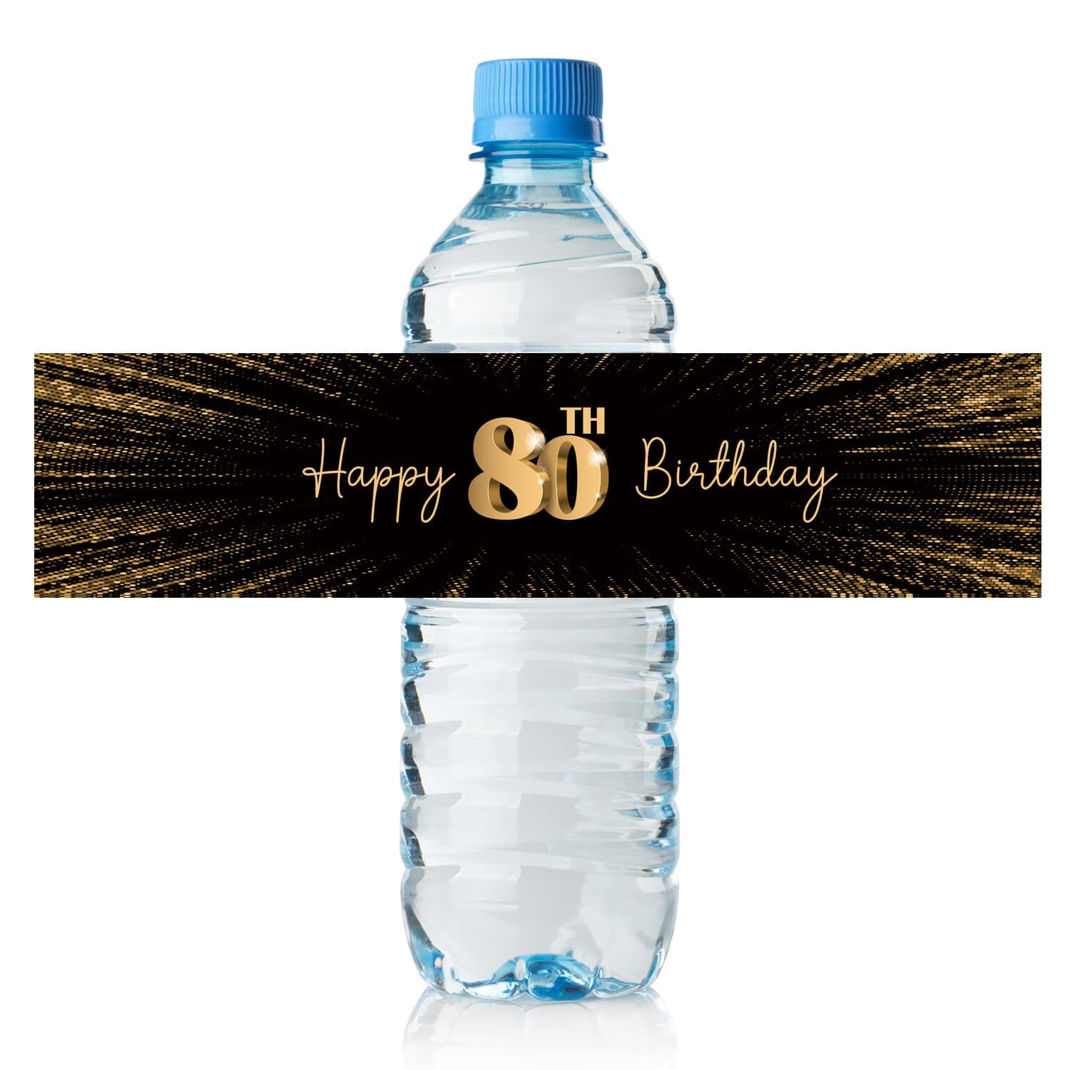 Black and Gold 80th Birthday Water Bottle Labels, 80th Birthday Party Water Bottle Labels for 80th Birthday Party Favors to Celebrate 80 years-24 Stickers.