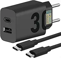 Carregador Turbo 30W Porta Dupla (USB-A + USB-C) + Cabo Ultra Rápido de 1M Premium® Compatível com Todos Dispositivos Android, iPhone 15/16, Samsung Galaxy, IOS/Android