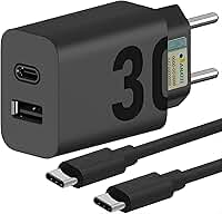 Carregador Turbo 30W Porta Dupla (USB-A + USB-C) + Cabo Ultra Rápido de 1M Premium® Compatível com Todos Dispositivos Android, iPhone 15/16, Samsung Galaxy, IOS/Android