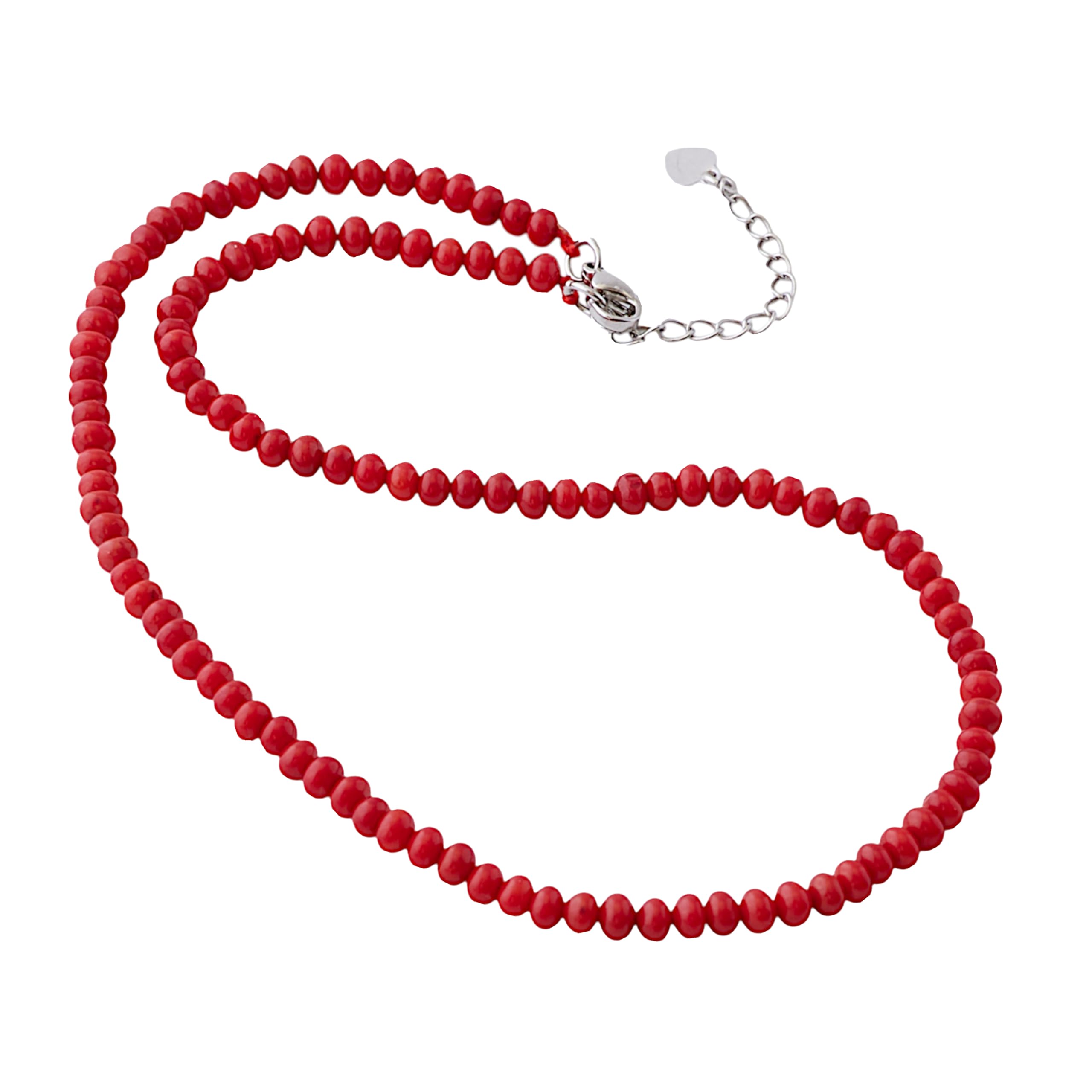 TreasureBay Collier Ras-de-Cou Fait Main Femme en Corail Rouge Naturel 4mm, Fermoir Mousqueton Doré, Cadeau Bijoux Élégant