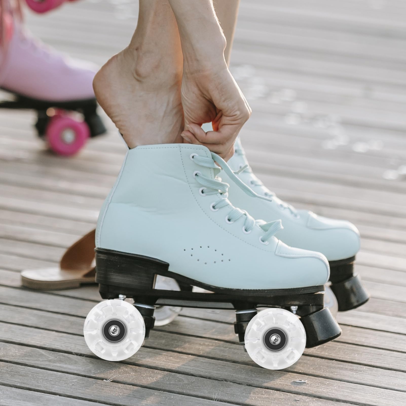 BESPORTBLE Ruedas de Patines Luminosas de PU Juego de Ruedas Resistentes al Desgaste para Patinaje Iluminación LED Adecuadas para Interiores y Exteriores