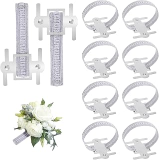 14pcs Corsage Wristlet Band, Silver Elastic Wrist Corsage Bands, Stretch Wrist Corsage Bracelets Bands for Wedding Party, Diy Handmade Corsages Accessories for Prom Bride Shower Anniversary