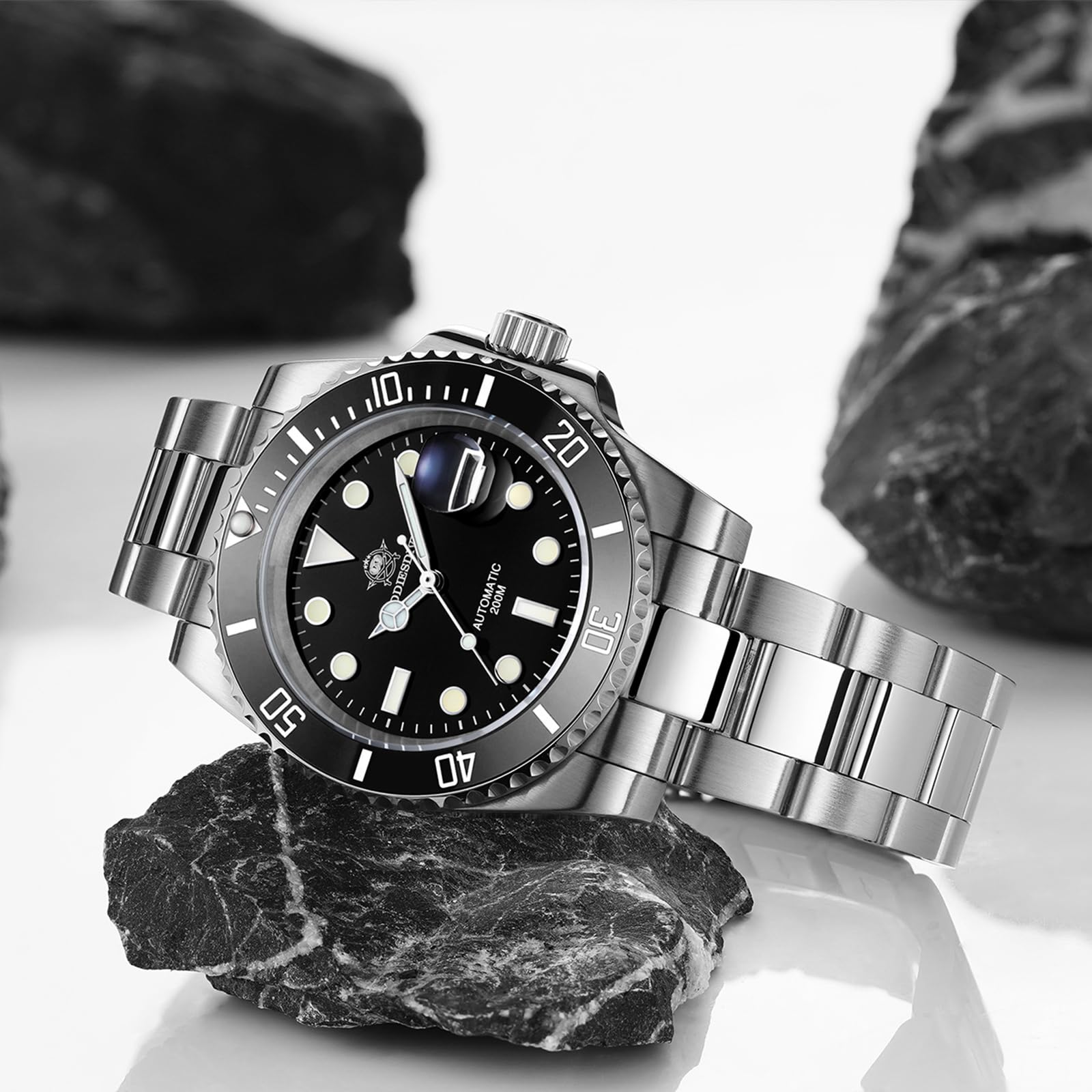 ADDIESDIVE Herren Automatikuhr Taucher Unterwasser 200m Leuchtuhr NH35A/8215 Uhrwerk Edelstahluhr
