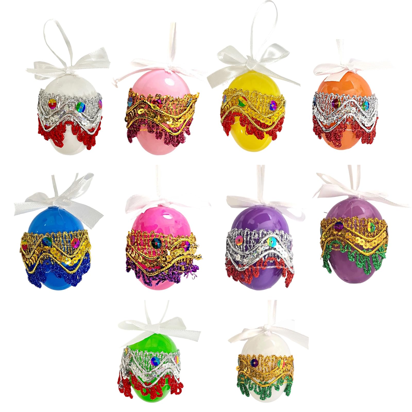 Xjdzineq Of 10 6cm Aesthetic Glittering Easter Hanging Eggs for Festival Home and Party Decorations Efficient Design Party Decorations