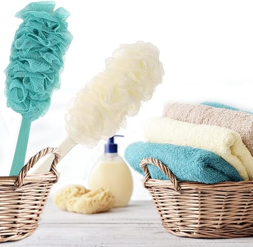 Miniatura 6 de Limpiador de espalda para ducha, cepillo de ducha de esponja de mango largo, cepillo de baño para mujeres y hombres, limpiador de espalda de malla