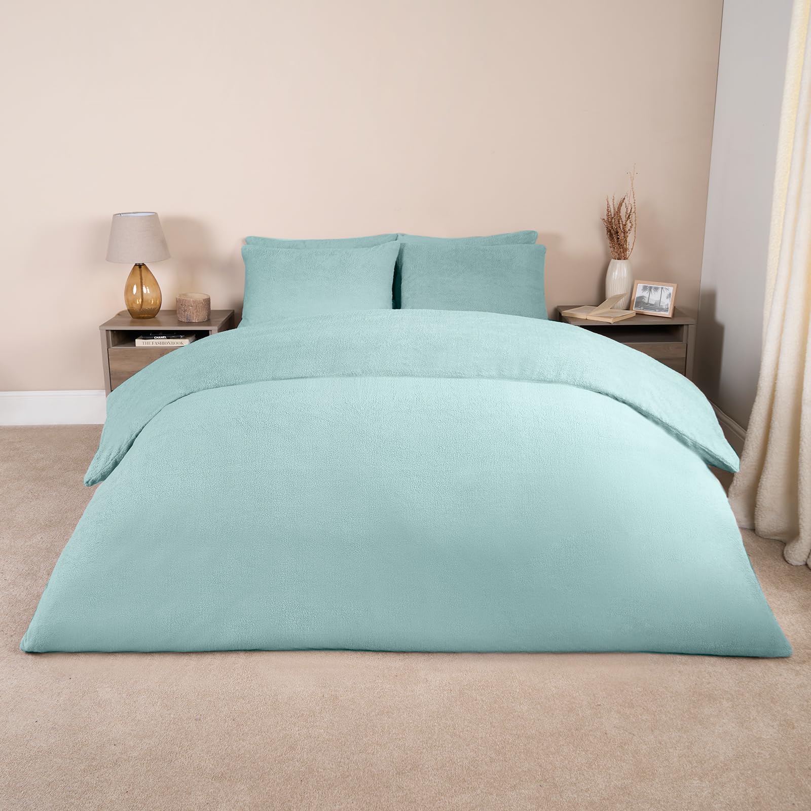 Teddy Fleece Duvet Cover Set - Blue / Superking