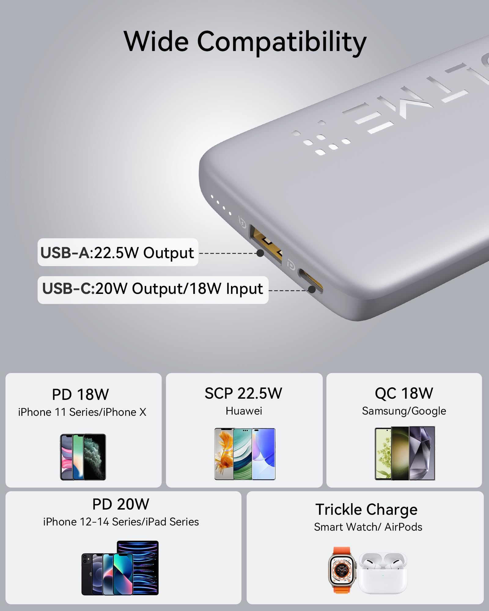 Power Bank VOLTME HP10A Hypercore 10K, Essential Externe Batterie Powerbank 2-Port Nero Potenza Portatile per Cellulare Ricarica 10.000 mAh Rapida con USB-C/A per iPhone 16 15 14 / Samsung/Xiaomi