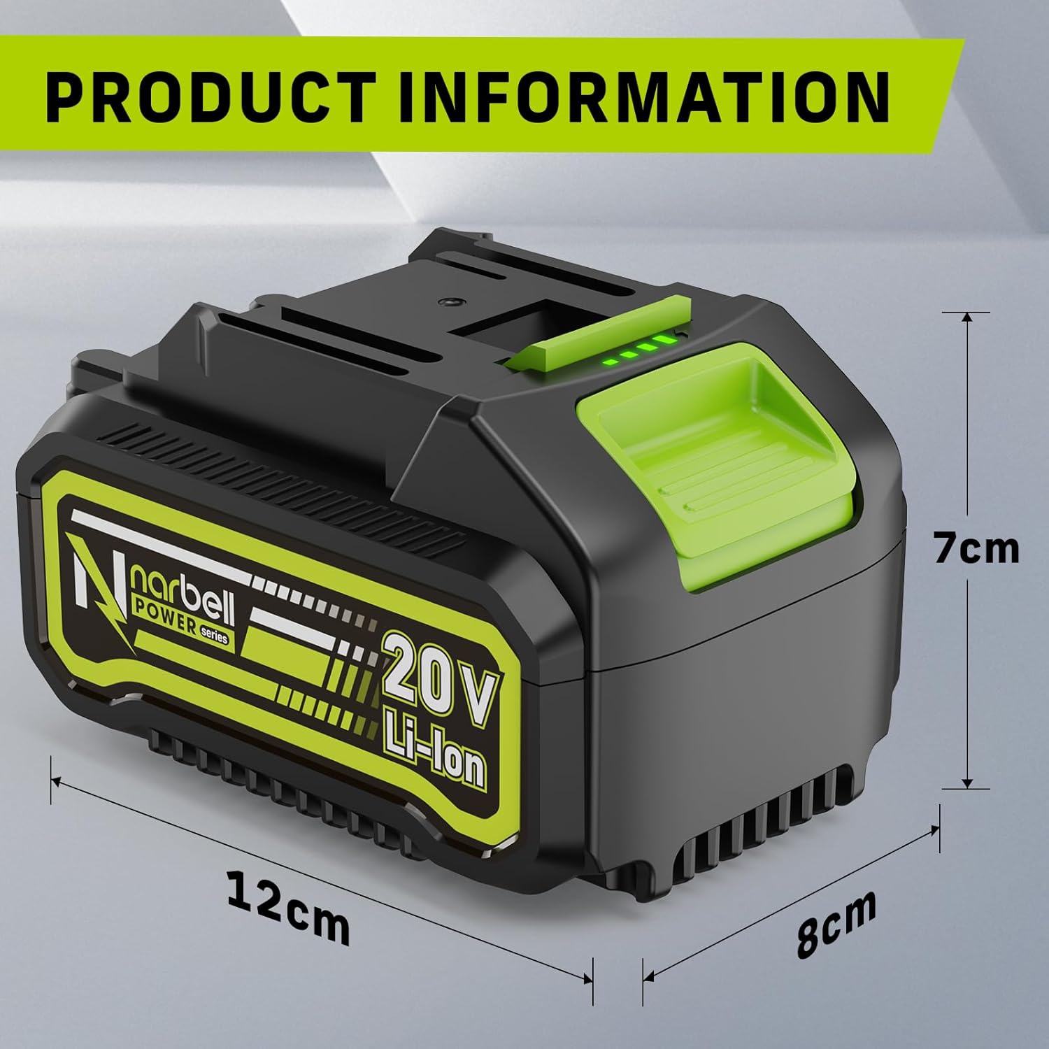 Narbell Battery 20V 4.0Ah, Replacement Lithium-ion Battery Cordless Leaf Blower, Lithium Ion Replacement for Makita 18V Compatible with Makita 18v Tools, Long Life Work