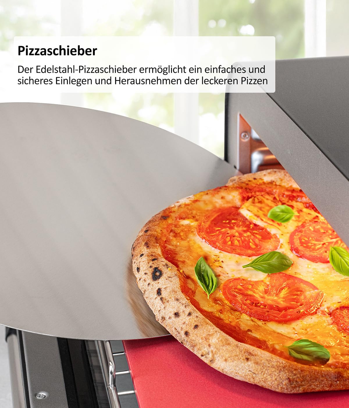 Genius Chef Four à pizza électrique, 10 en 1, 8 pièces, 400 °C, 2000 W, Airfryer intégré, grill à steak, pierre à pizza et pelle à pizza incluses, 4 modes, maintien au chaud avec triple vitrage