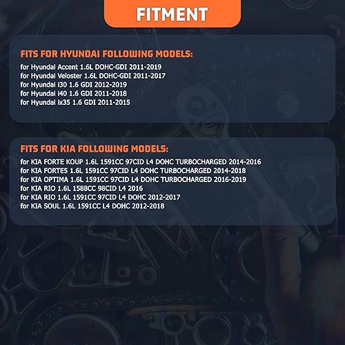 Miniatura 3 de Kit de cadena de distribución con 2 piezas de admisión y escape, piñón de engranaje VVT, compatible con piezas de repuesto de motor Kia Rio Forte5