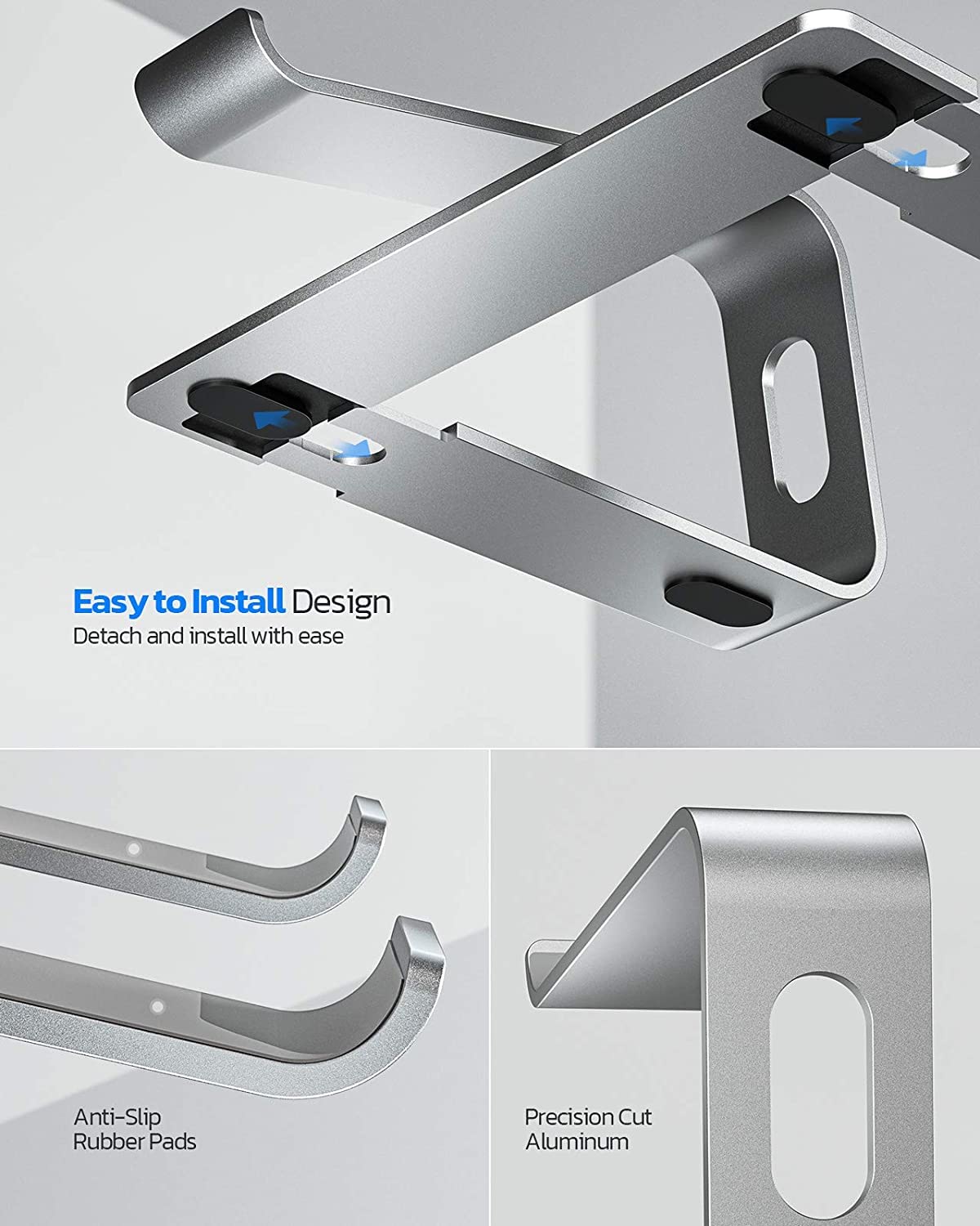 Nulaxy Supporto per computer portatile Stand, Supporto, Riser Compatibile con Dell, HP, Samsung, Lenovo Tutti I Computer Portatili 10-16" (Argento