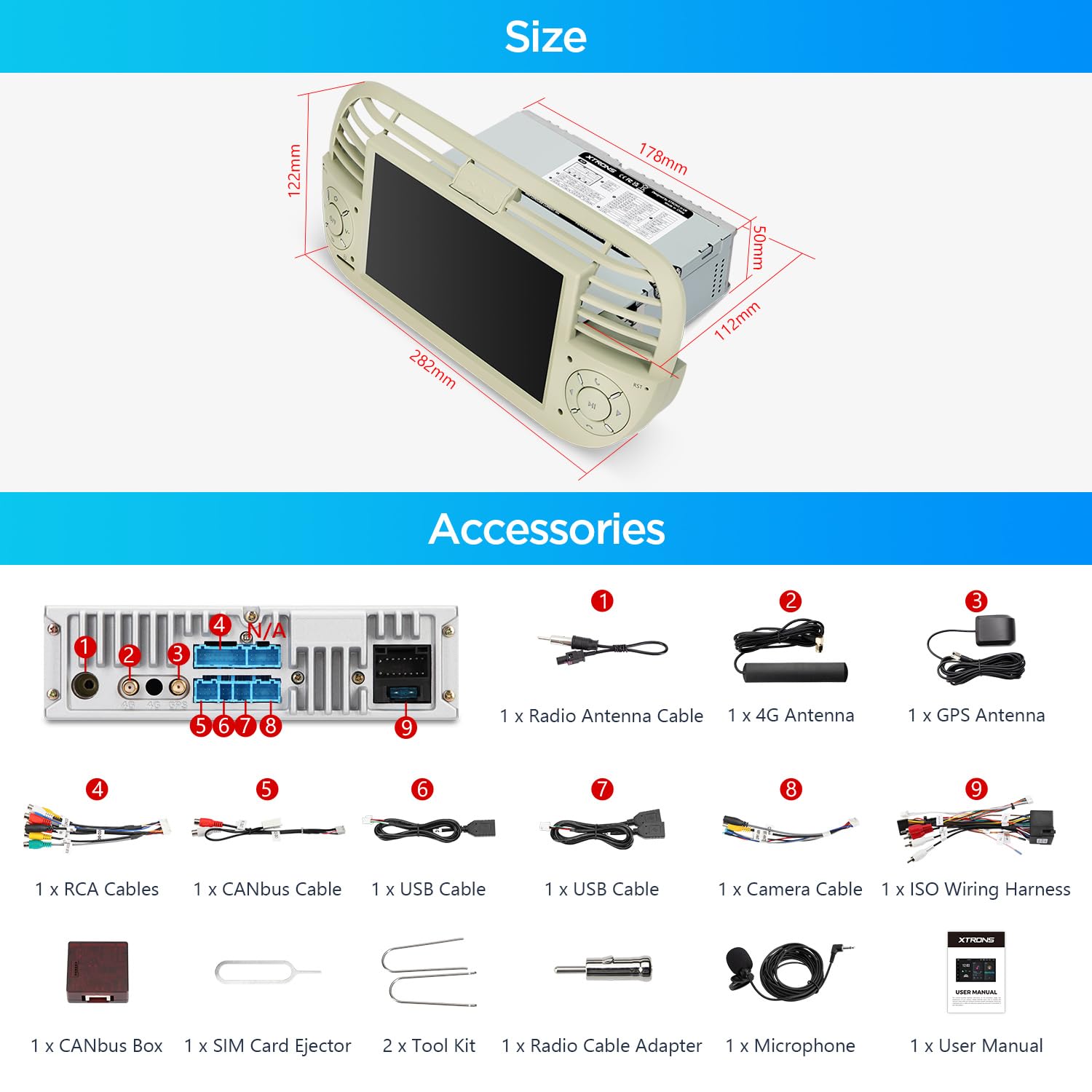 XTRONS 7" Android 14 1 Din Car Stereo 4+64GB for Fiat 500(2007-2015) Cream, Octa-Core Radio Player, Built-in 4G AKM DSP 2K CarAutoPlay Android Auto GPS Navigation Bluetooth 5.0 New UI, Optional DAB+ — view 8