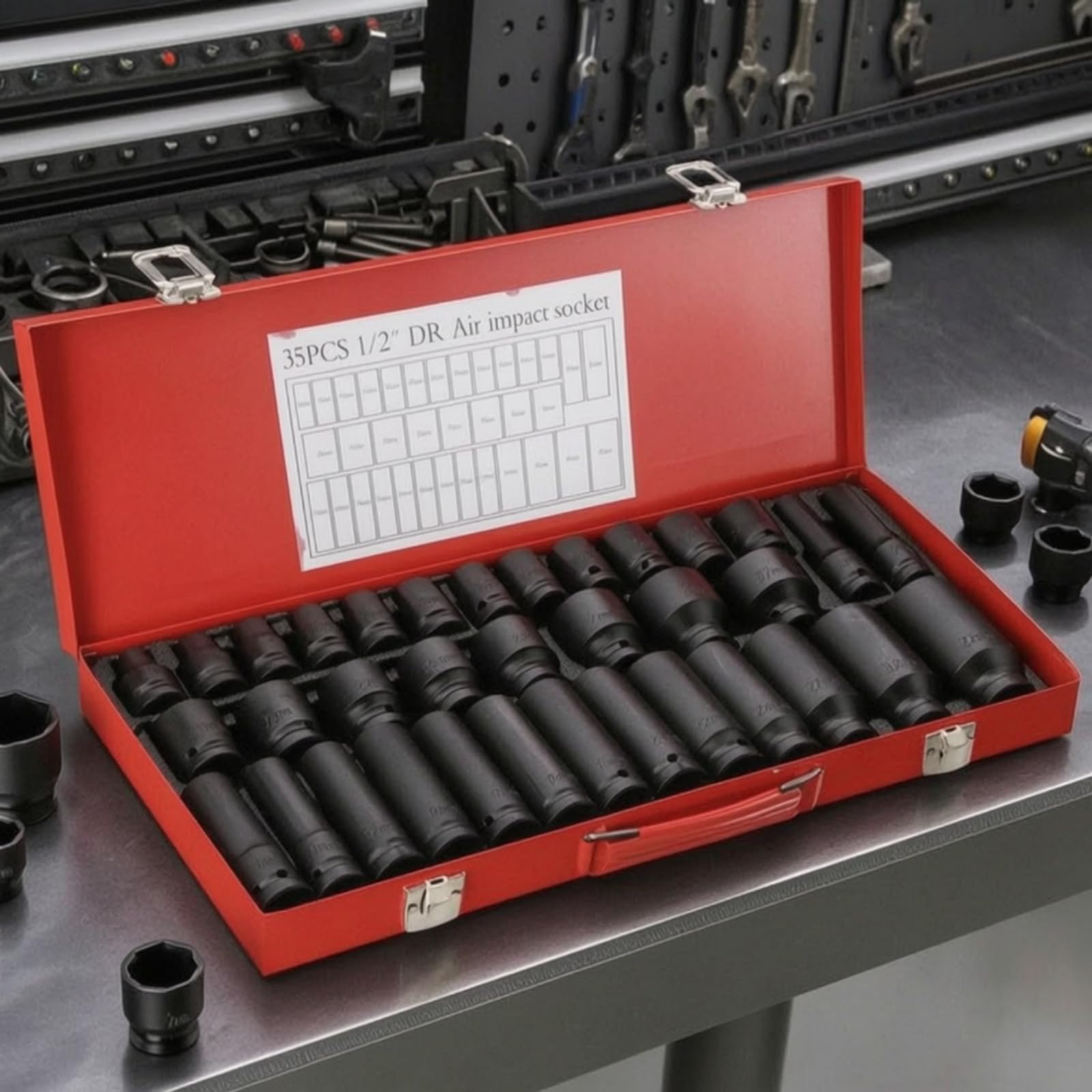 Chiave a Bussola Pneumatica Set Bussola Impatto Esagonale Corpo Cilindrico Corto E Lungo Compatibile con Chiavi a Urto Finitura Nera Resistente Adatto per Garage Professionale Servizio