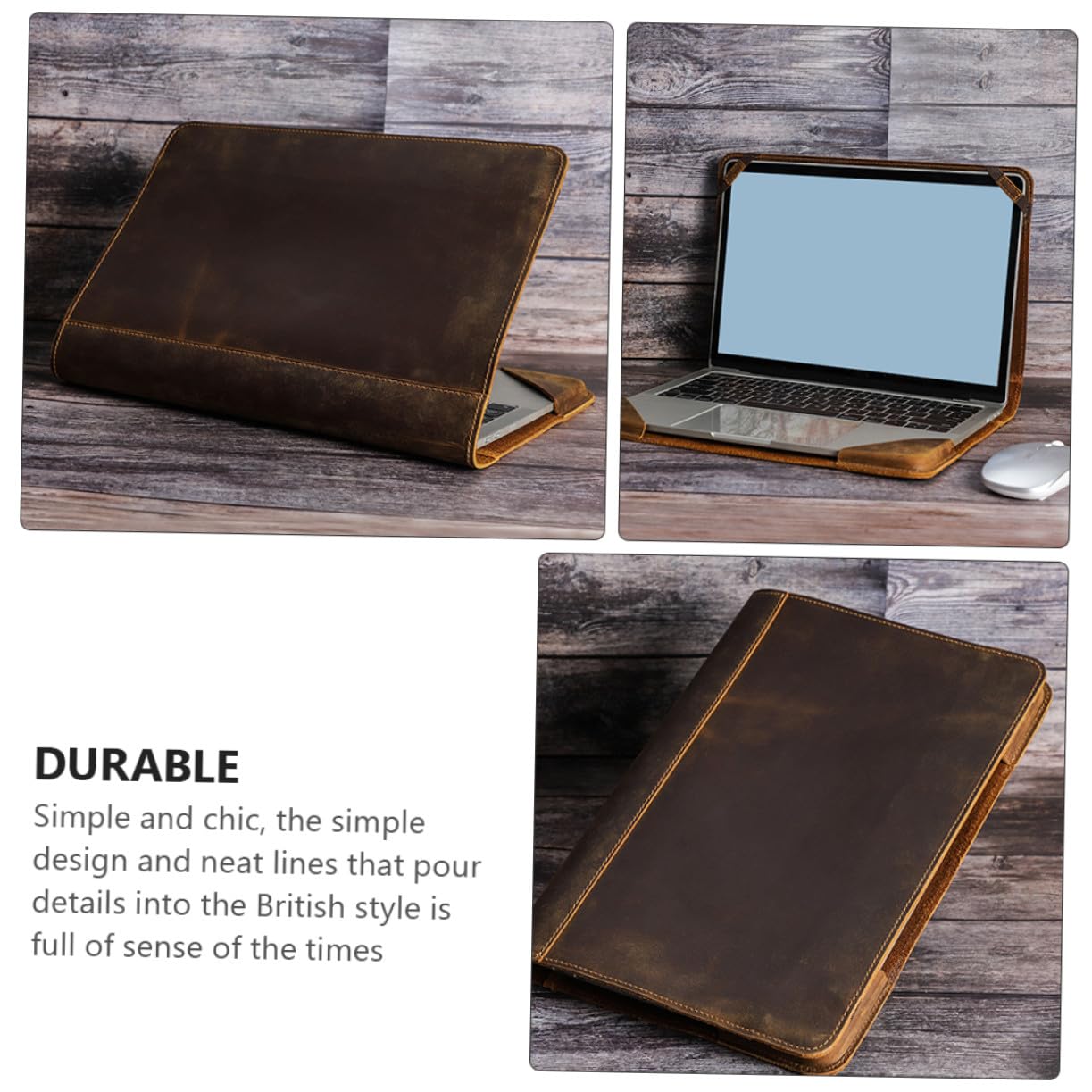 Angoily Custodia Protettiva in Vera Pelle per Laptop da 13,3 Pollici, Elegante e Leggera Vano Portaoggetti, Resistente e Adatta a Viaggiatori e Professionisti