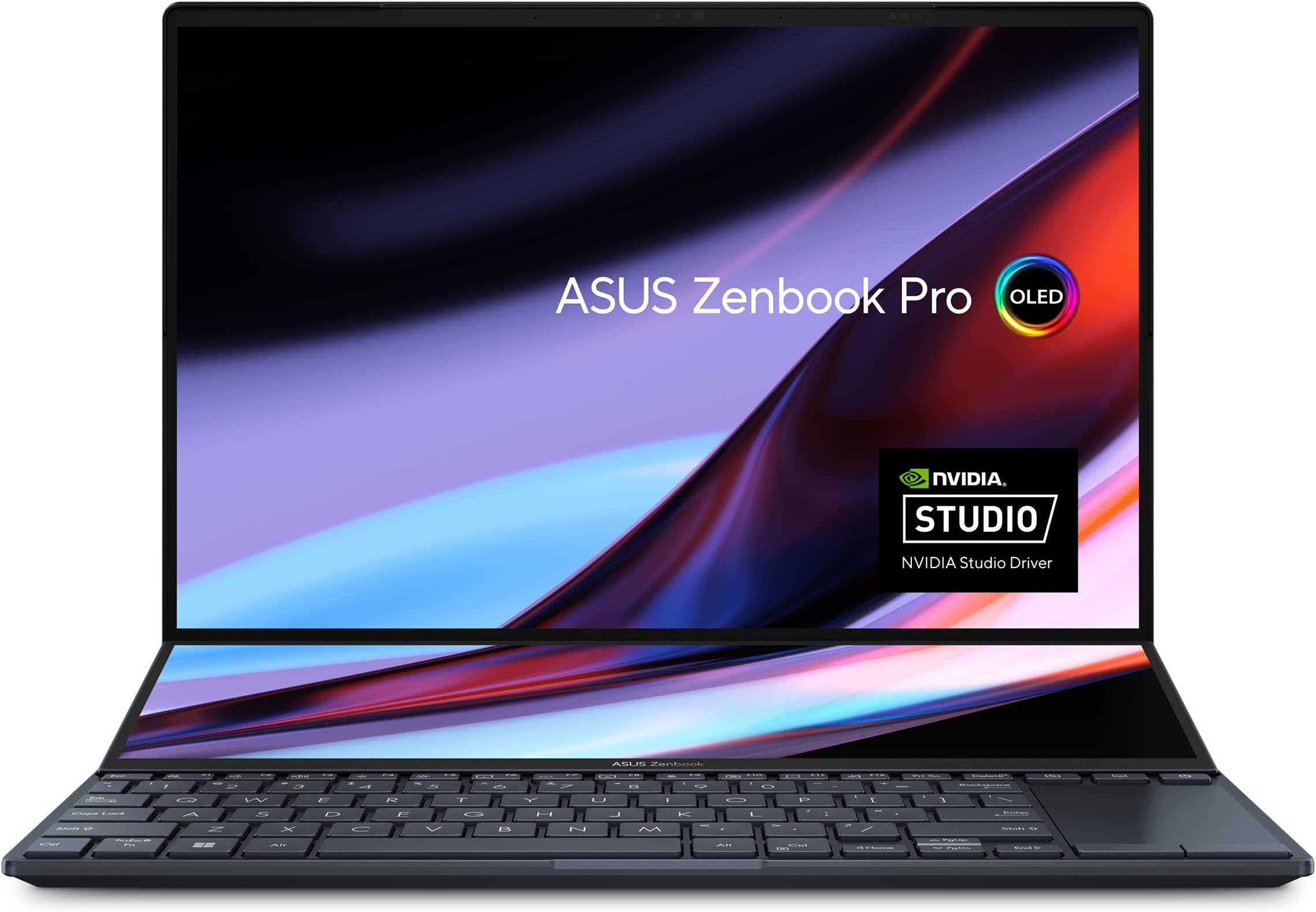 ASUS Zenbook Pro 14 Duo 14.5” 16:10 Touch Display, 120Hz Refresh Rate, ScreenPad Plus, Intel i9-13900H CPU, NVIDIA® Geforce RTX 4060, 32GB RAM, 1TB SSD, Windows 11 Home, Tech Black, UX8402VV-PS96T