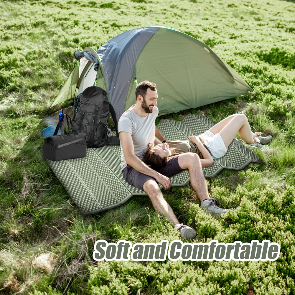 Matelas de Camping Pliable en Mousse IXPE avec Revêtement Aluminium Tapis de Sol Isolant Thermique 185x55x2cm pour Randonnée Trekking et Bivouac Ultra-léger et Imperméable