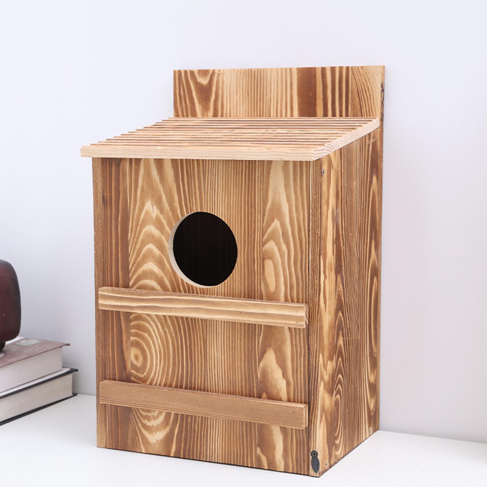 per Gufi Legno Impermeabile Ventilato con Apertura Rotonda | Cassetta per Barbagianni per Uccelli Scoiattoli Amanti della Natura Giardino Alberi Esterni