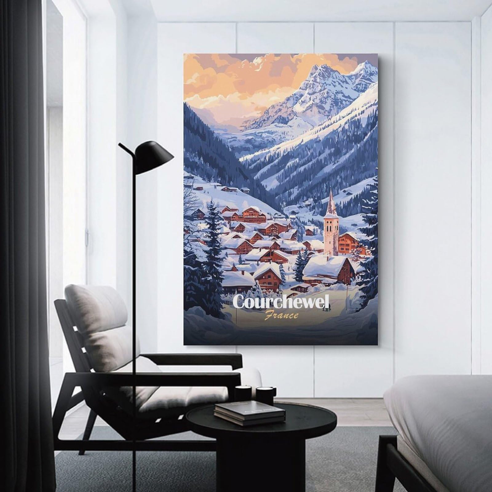 Junmoney Courchevel, France Winter Landscape Decorative Wall Artwork, 12x18inch(30x45cm), for Study, Office Or Focused Interiors, A Smart Decor Choice for Study Walls