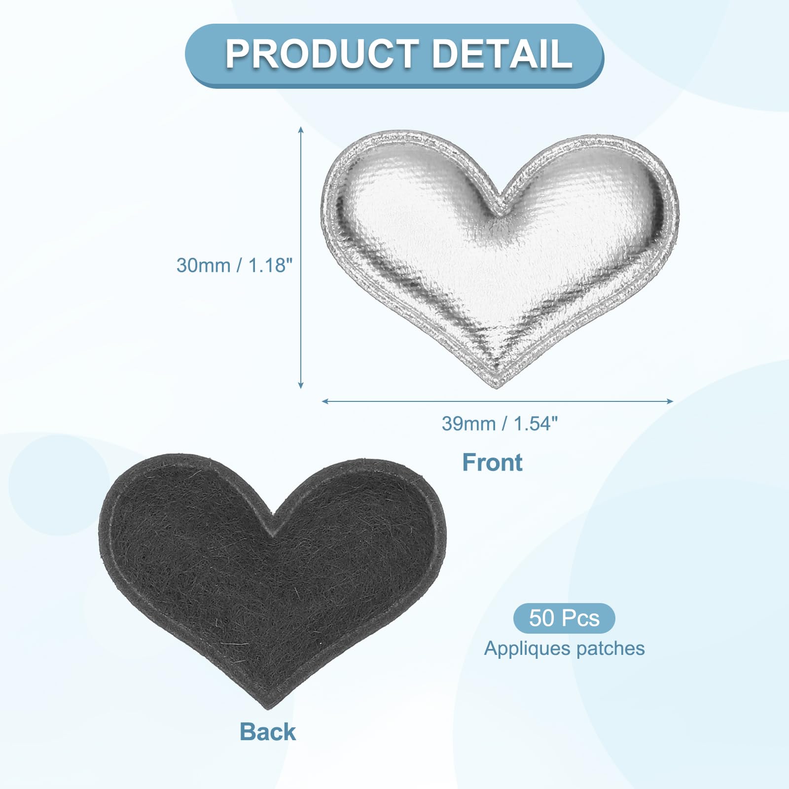 PATIKIL 50Pcs Heart Appliques Sew on Patches - Image 2