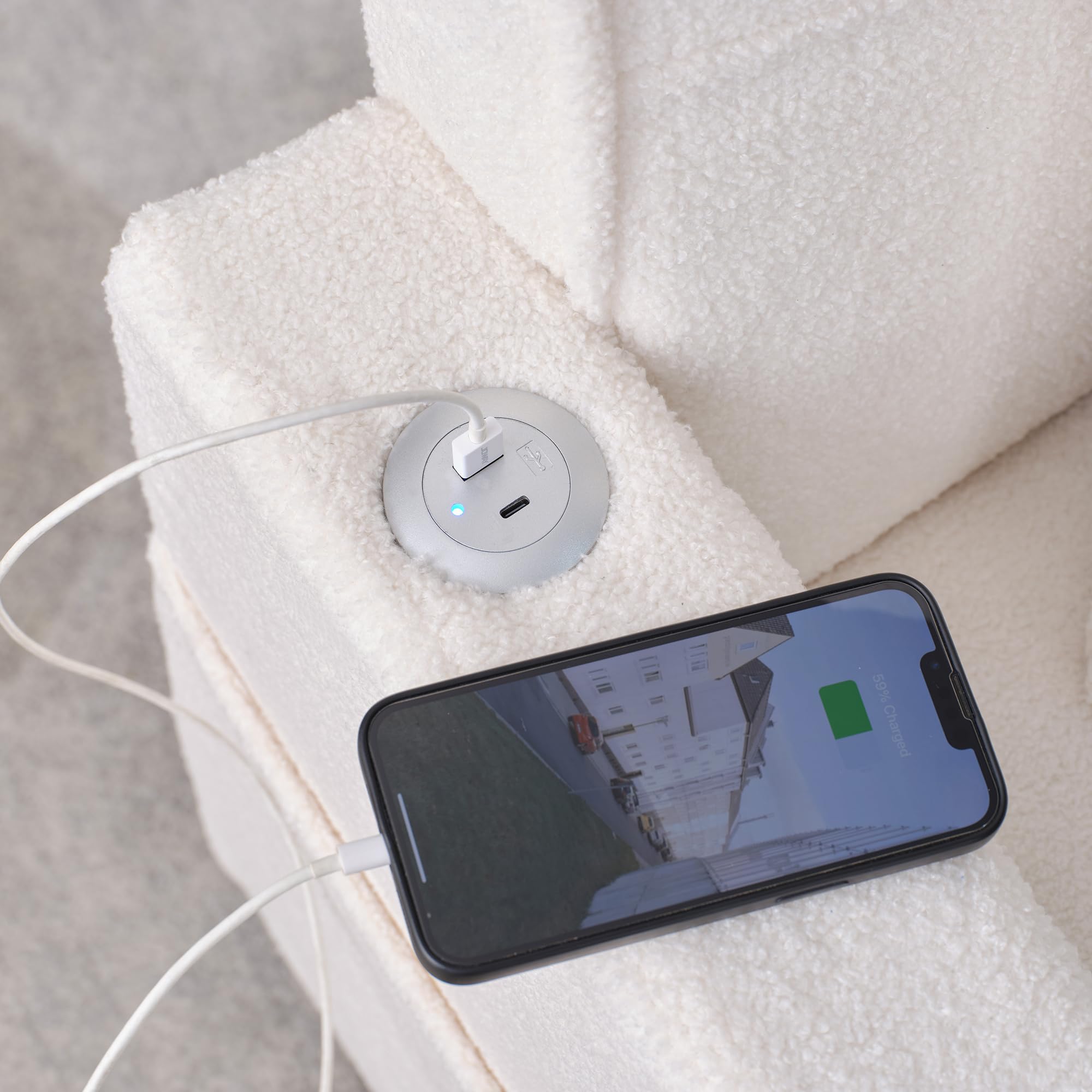 Generisch Sofá cama individual extensible 3 en 1 con soportes para bebidas y conexión USB, sillón ajustable, cama de invitados, ahorra espacio para habitaciones pequeñas, estudiantes, apartamentos