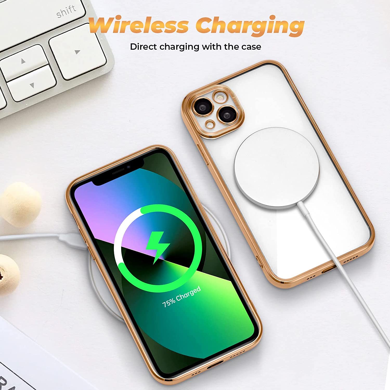 VONZEE Clear iPhone 14 Case - Luxury Electroplated TPU -3