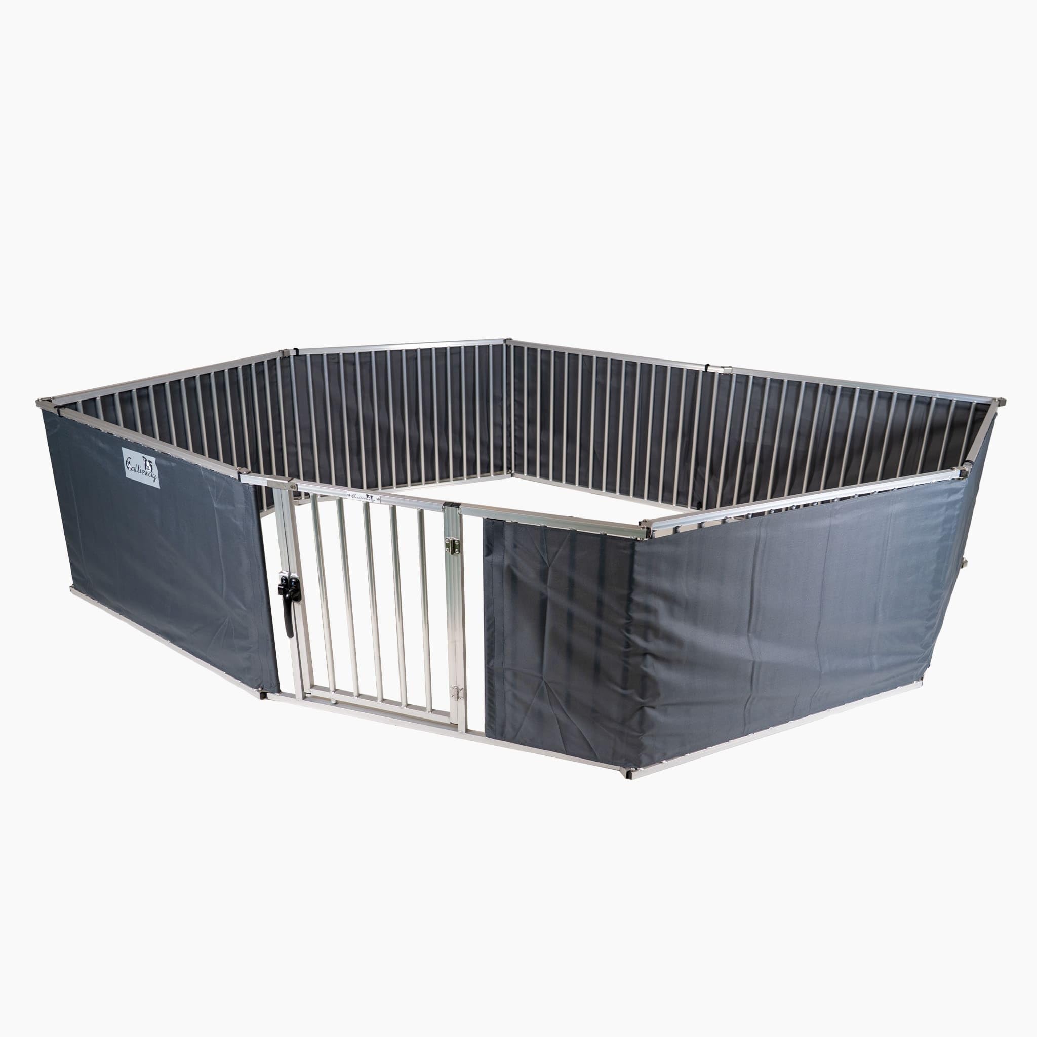 Callieway® Recinzione pieghevole in alluminio, per cuccioli, eventi e vacanze in campeggio, 8 m di circonferenza (8 x 65 cm di altezza/100 cm di lunghezza)