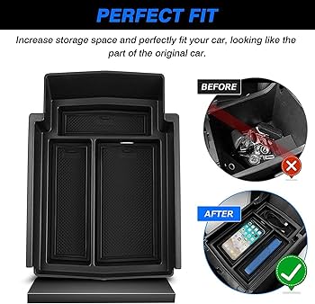 Organisateur Console Centrale Silicone Toyota BZ4X 2022-2023 - Plateau Rangement Sous Accoudoir - Accessoire Voiture