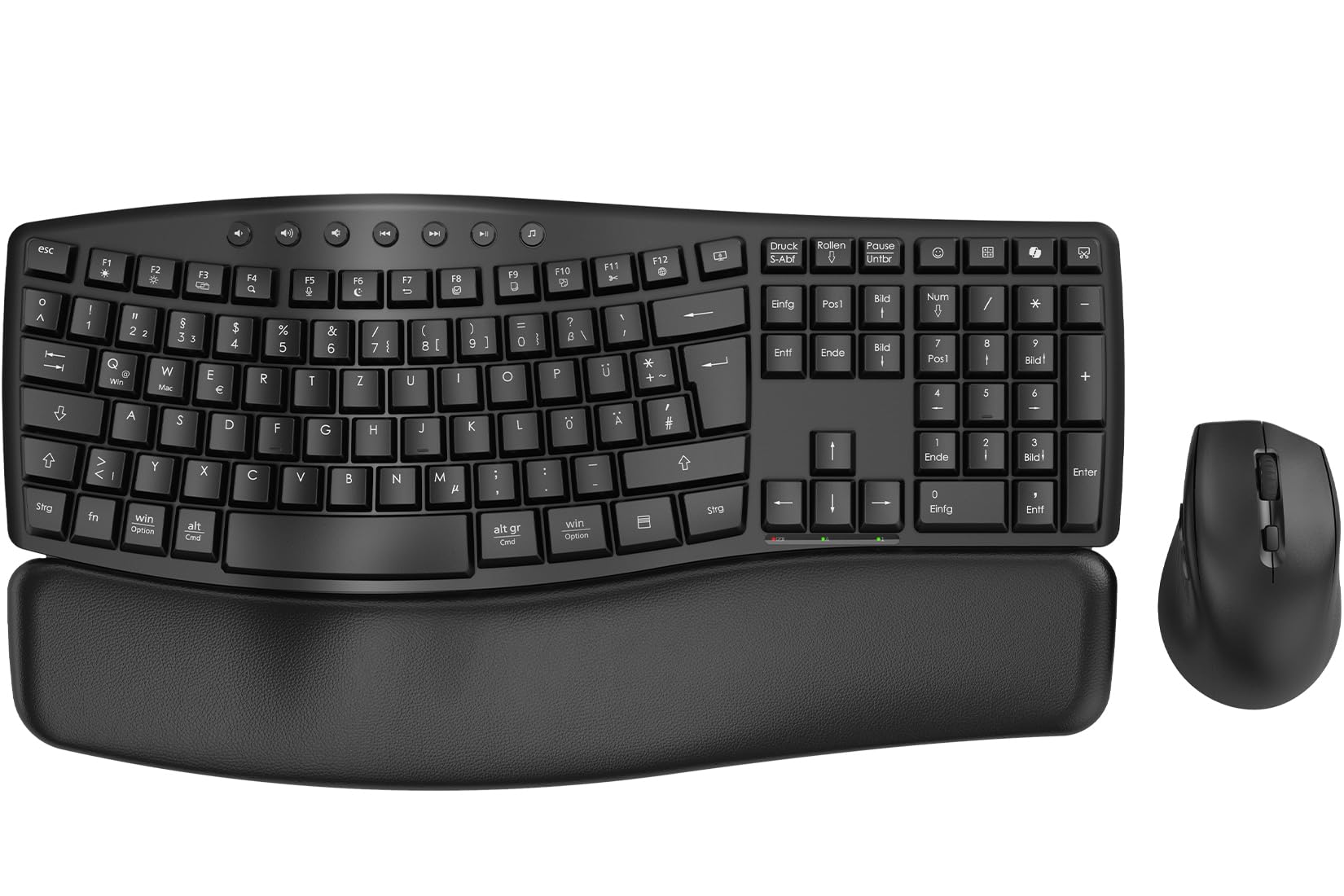 SABLUTE Kabellose Tastatur und Maus Set, 30 dB leise, ergonomische Tastatur mit Wave Tasten und weicher Handballenauflage, Dual System Schalter für Windows/Mac, ideal für Business-Teams und Homeoffice