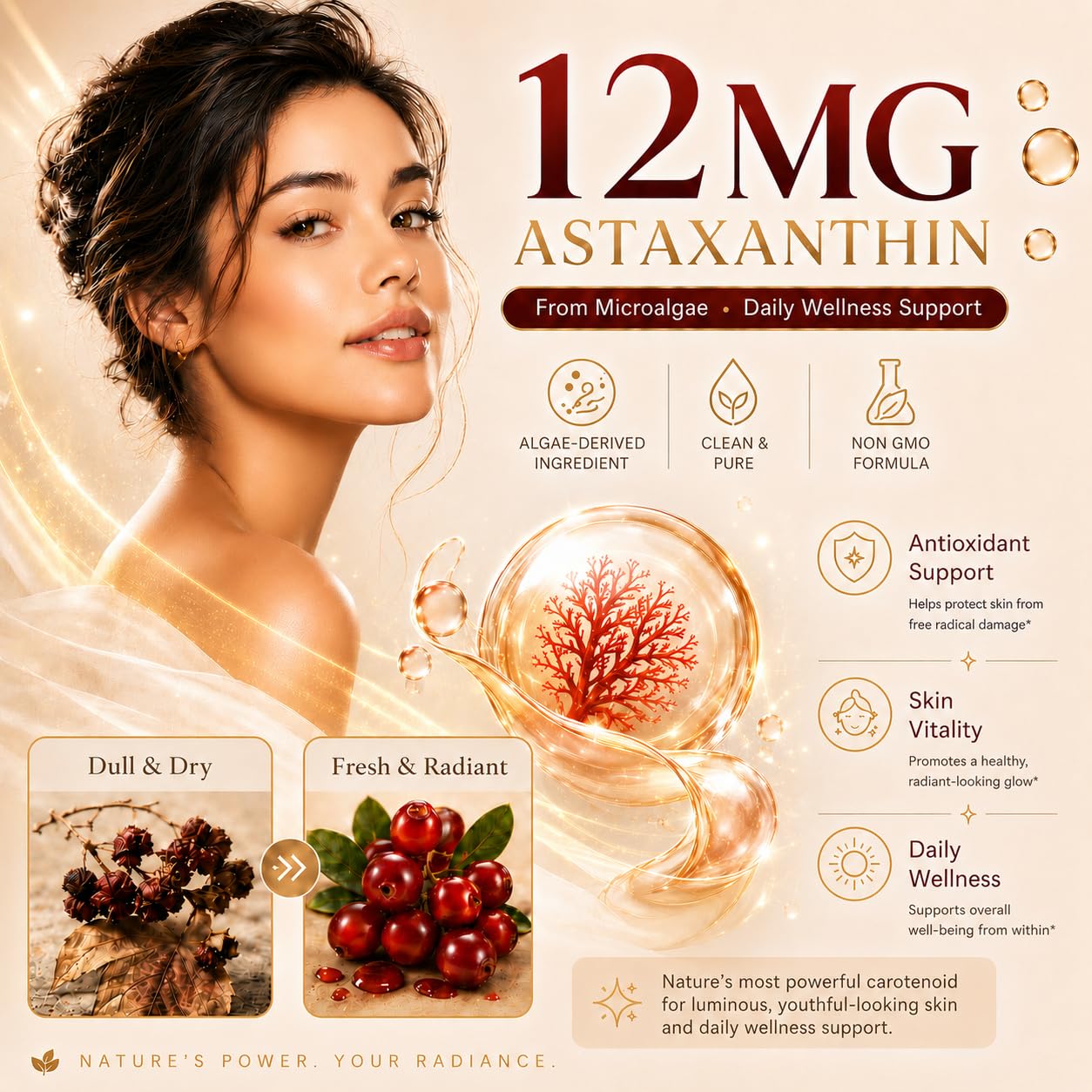 Astaxanthin Supplements 12mg 150 Softgels, Premium Astaxanthin Antioxidant Supplement, Supports Eye, Skin, Joint, Brain, Heart & Immune System Health, Fresh Microalgae Source, Non-GMO & No Gluten — Amazon image 6