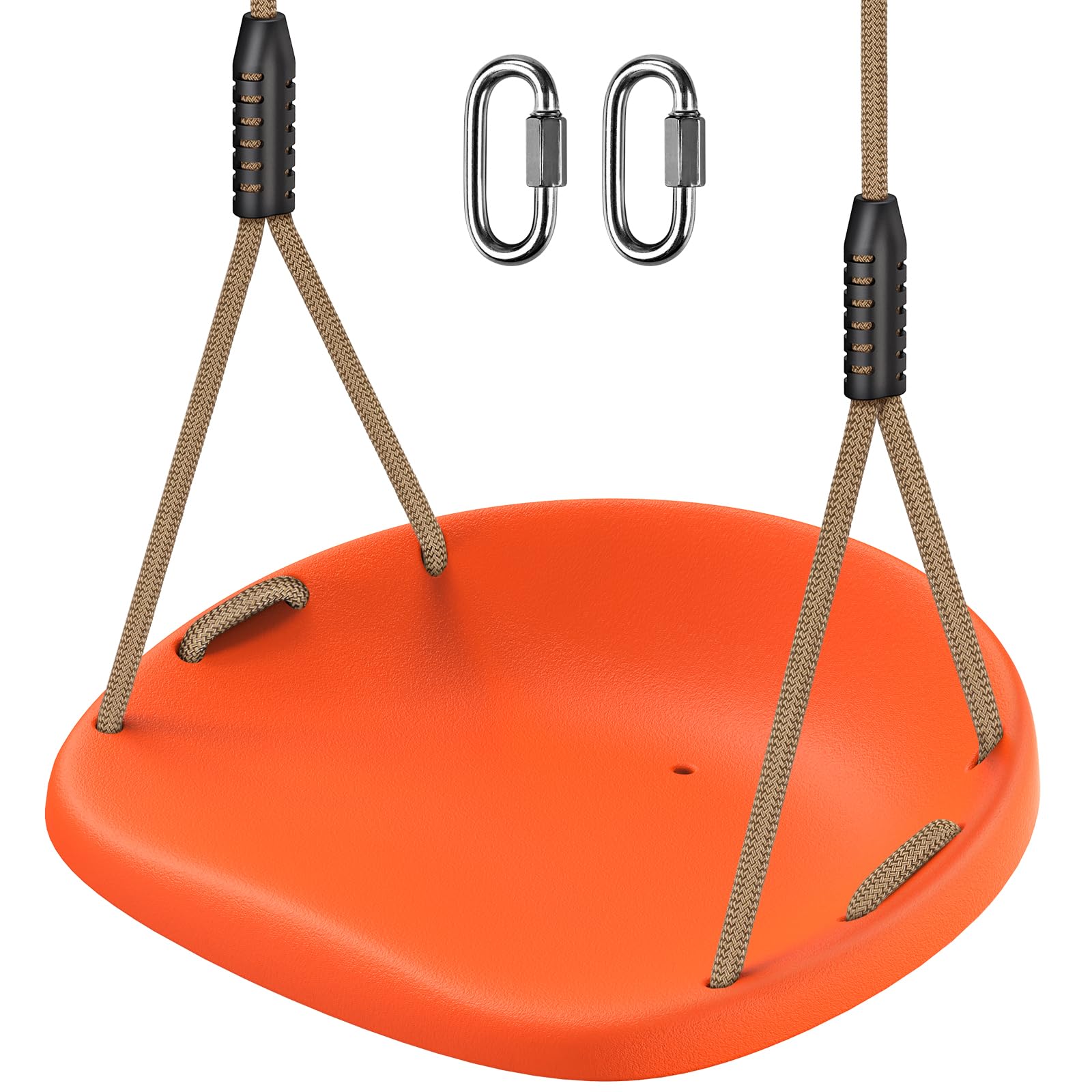 SELEWARE Plastic Swing Seat, Non Slip Kids Swing Set with 6.7ft Adjustable Rope and 2 Carabiners, Heavy Duty Garden Swing kids, Holds up to 500 LB, Swing Sets for Childs Indoor Outdoor Backyard,Orange — image 1