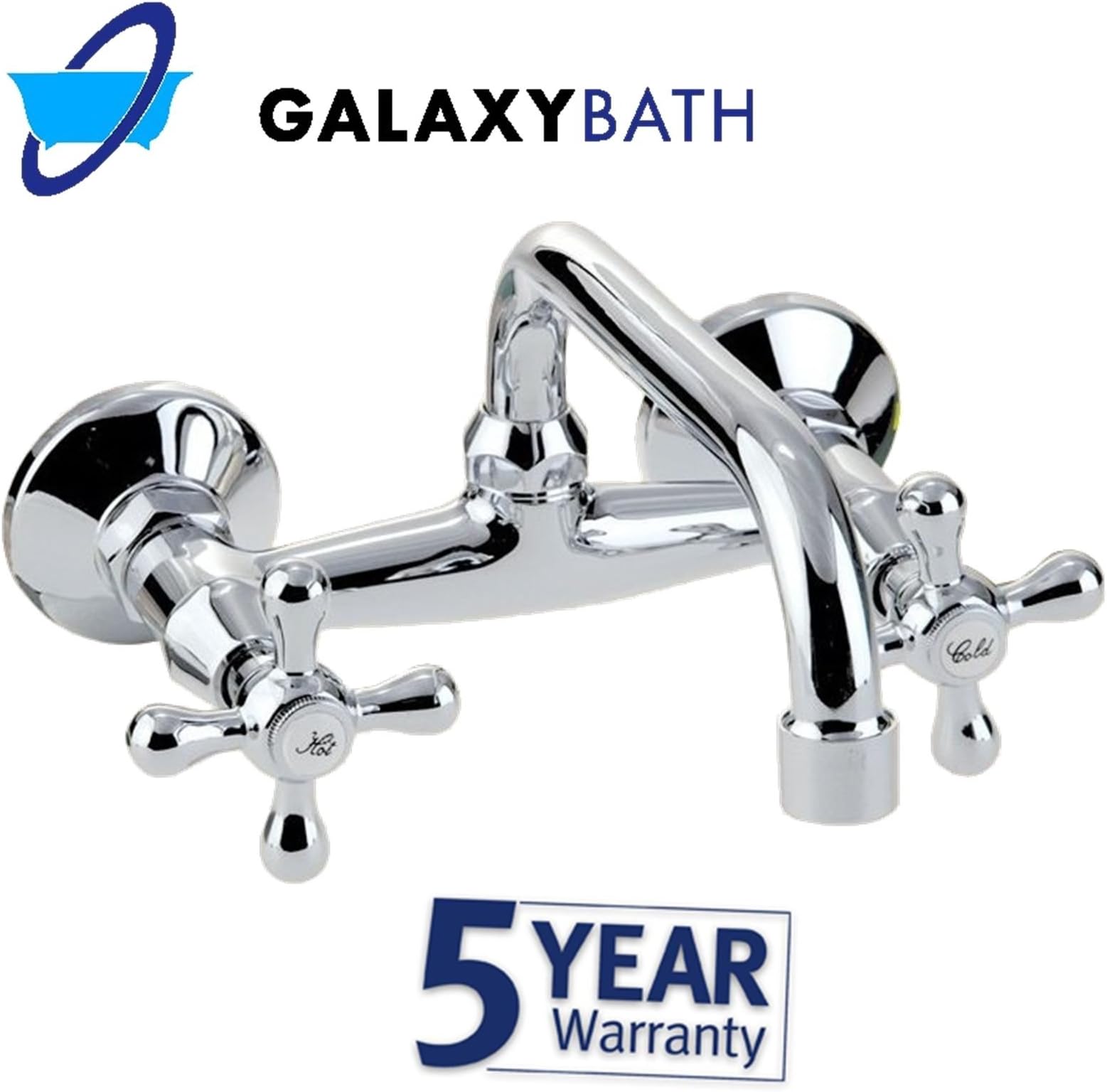 TRADITIONAL VICTORIAN RETRO BASIN BATH KITCHEN MIXER TAP WALL MOUNTED CROSS HEAD