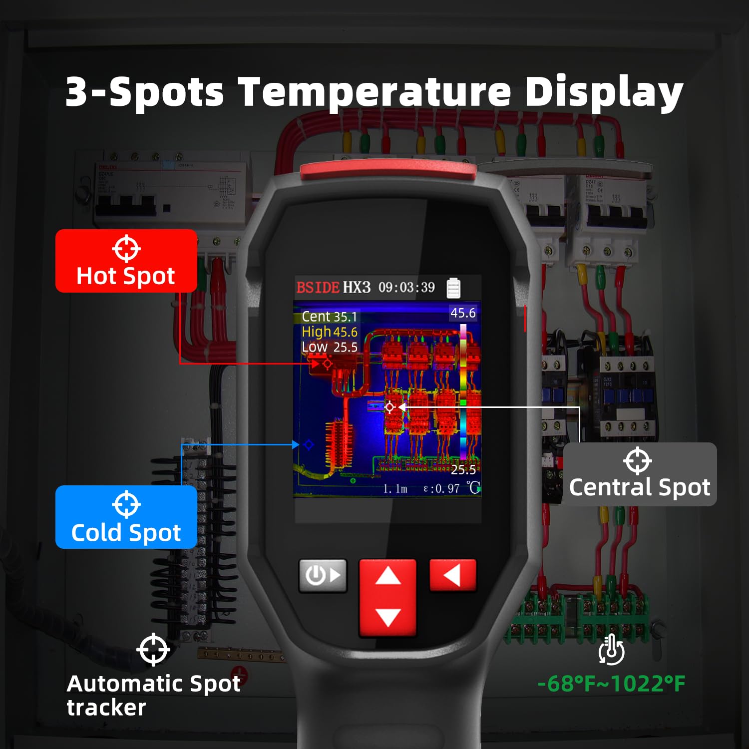 BSIDE HX3 Wärmebildkamera 240×240 Auflösung 15 Farbpaletten Infrarot Wärmekamera -4°F bis 1022°F 25Hz Wiederaufladbare tragbare Wärmebildkamera mit Laserpointer 50°FOV für Hausinspektion HVAC