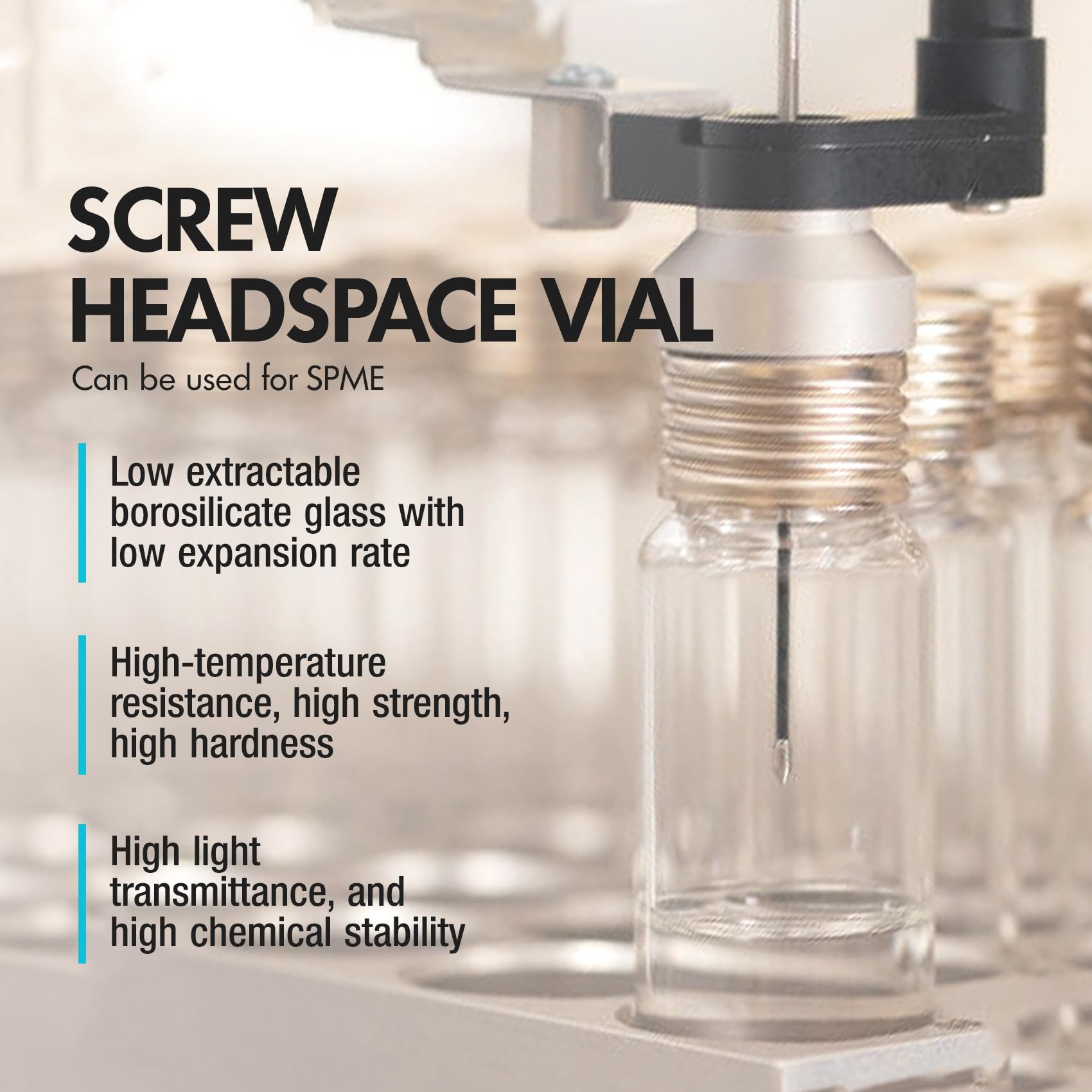 ALWSCI Screw Top Headspace Vial, 10ml Precision Thread Vial, Borosilicate Clear Glass, Rounded Bottom, 18mm Magnetic