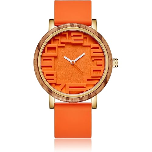Men's Wrist Watches Women's Wooden Watches with Silicone Straps, Easy to Read Japanese Quartz Wood Watch, Personalized Minimalist Casual Wristwatches for Unisex Graduated Birthday Gifts with Gift Box