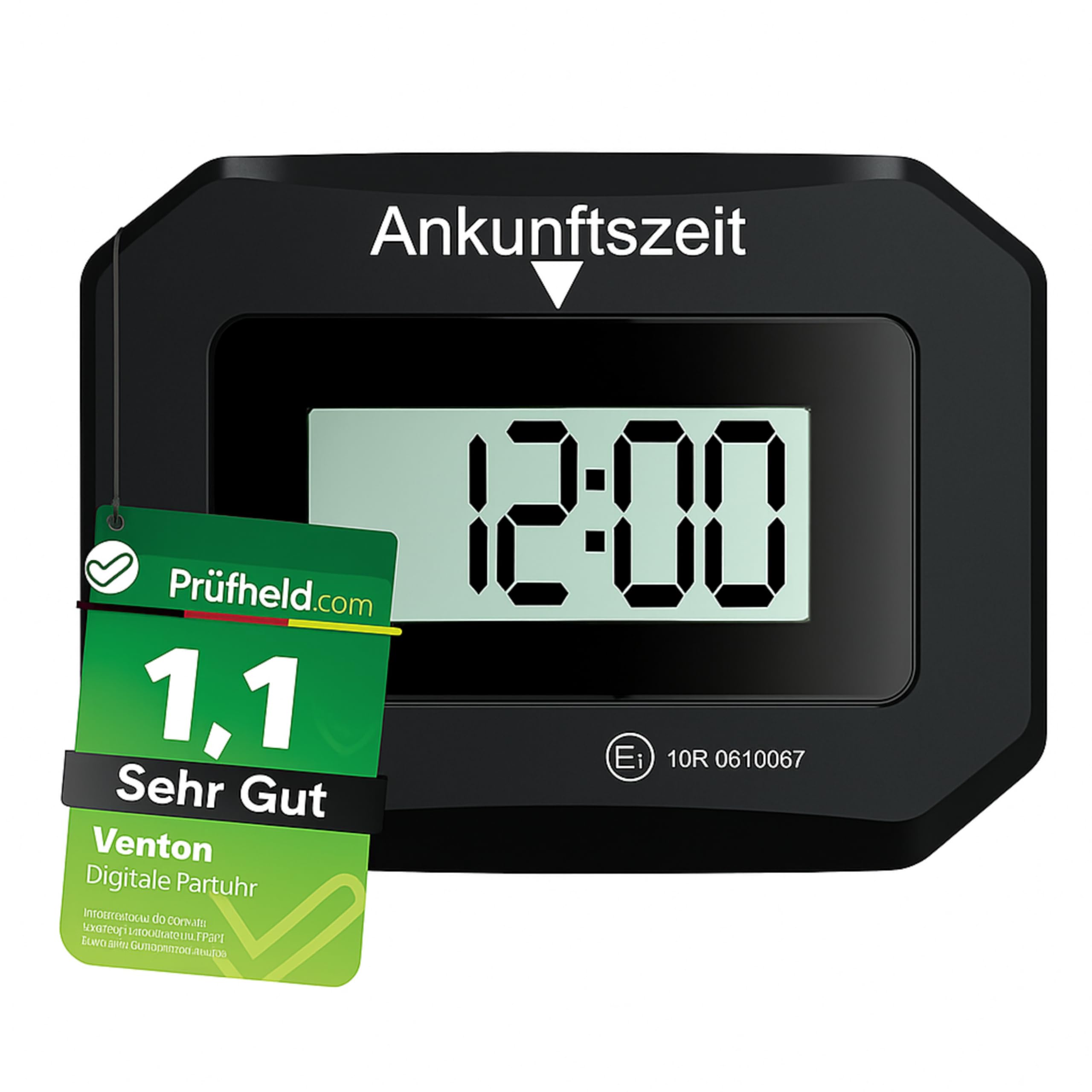 VENTON [ Test SEHR GUT, Note 1.1 Elektronische Digitale Parkscheibe mit Zulassung, Automatische elektrische Parkuhr, Auto Zubehör Innenraum